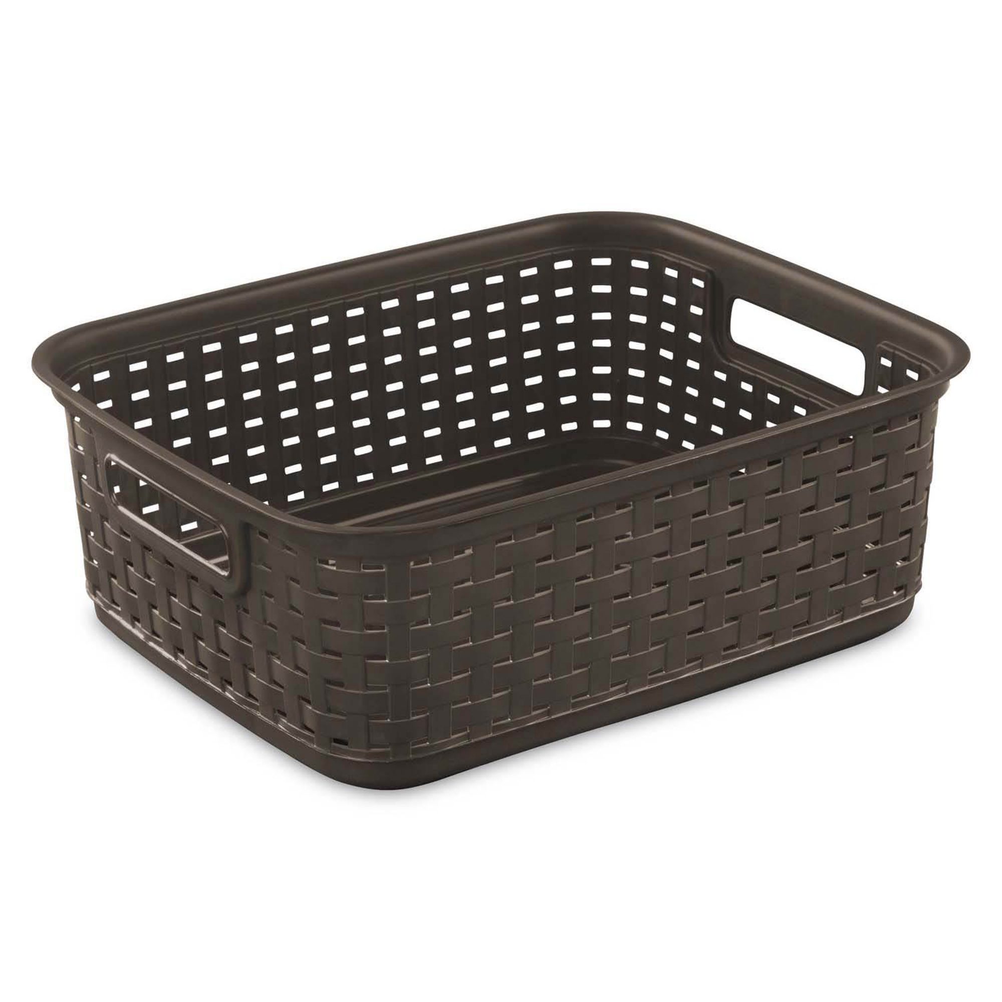 Sterilite Decorative Wicker-Style Short Weave Basket. Espresso 12726P06 (6 Pack)