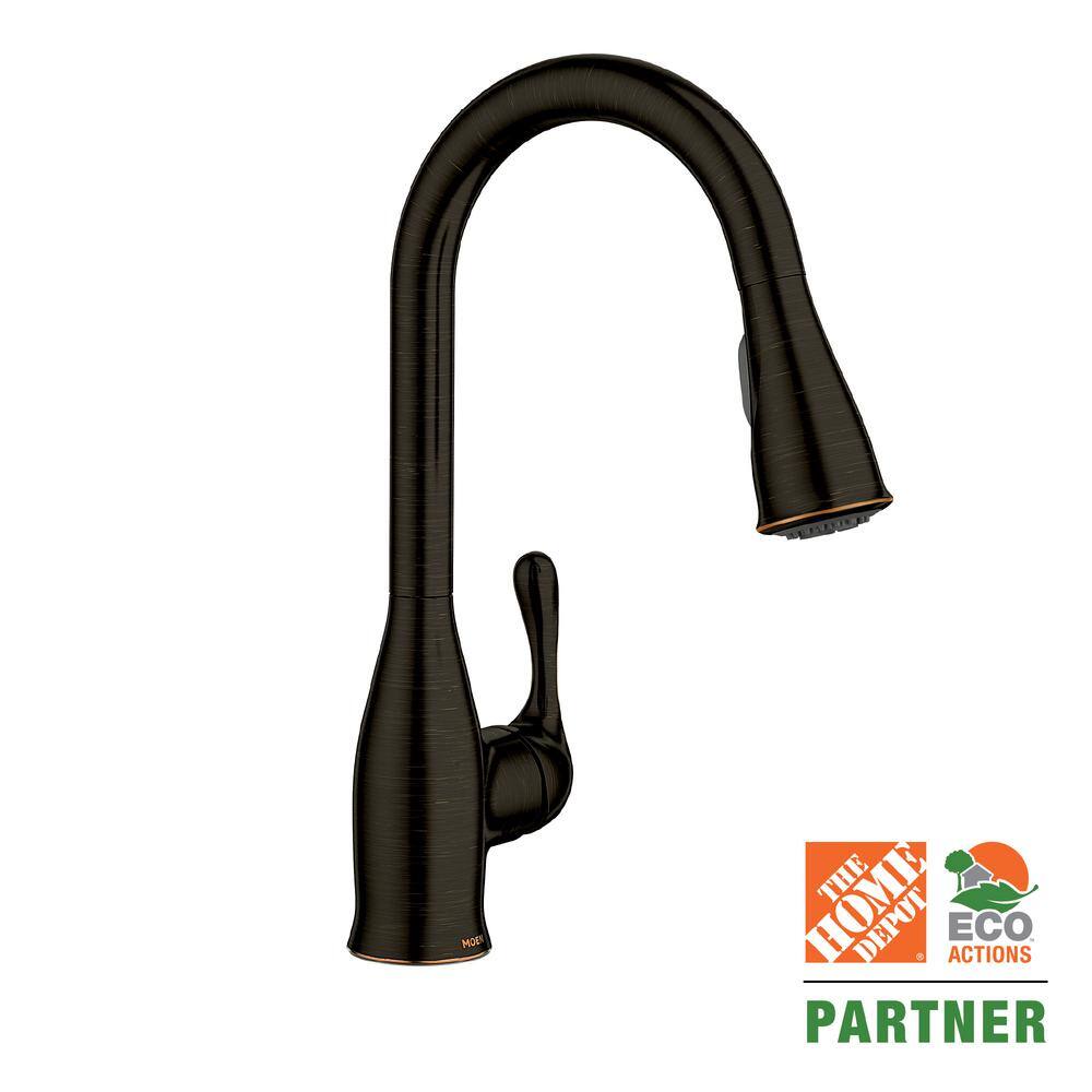 MOEN  Kaden Single-Handle Pull-Down Sprayer Kitchen Faucet with Reflex and Power Clean in Mediterranean Bronze