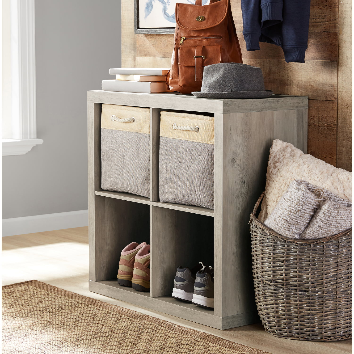 Better Homes & Gardens 4-Cube Storage Organizer. Rustic Gray