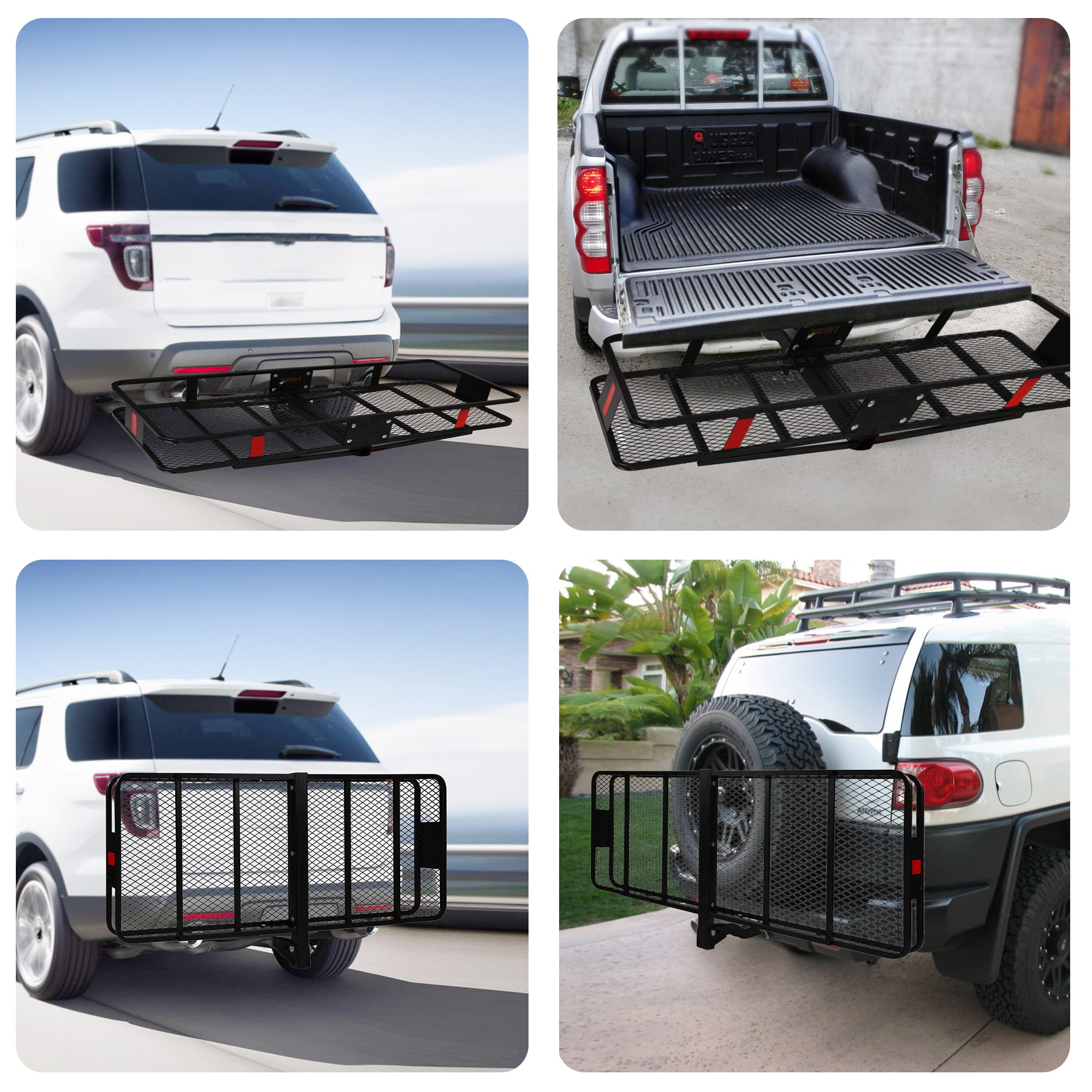 Karmas Product 500 Lbs. Capacity Folding Hitch Mount Cargo Carrier 60'' x 24'' x 6.5''