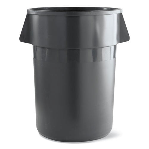 Boardwalk Round Outdoor Garbage Can. Gray. 32 gal
