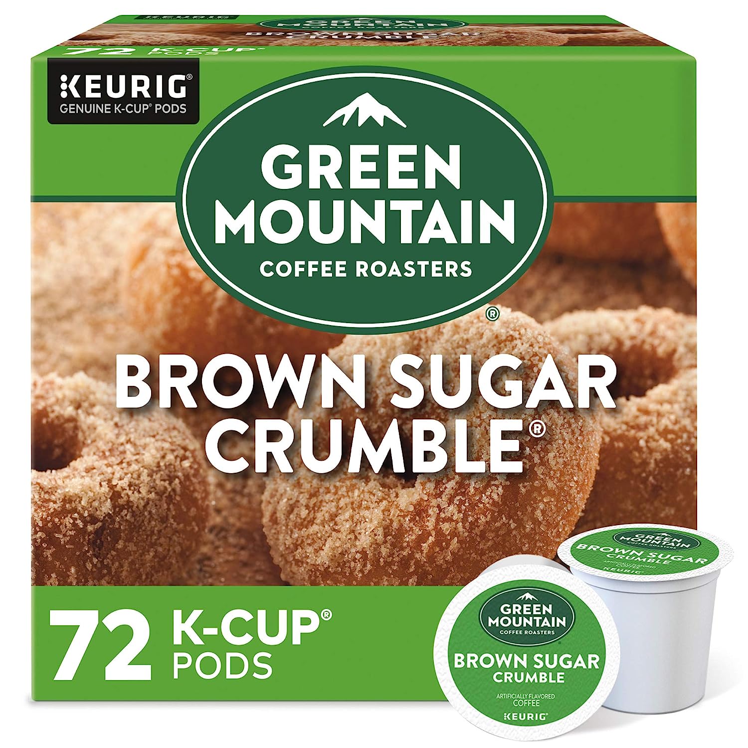 Green Mountain Coffee Roasters Brown Sugar Crumble. Single-Serve Keurig K-Cup Pods. Flavored Light Roast Coffee. 72 Count