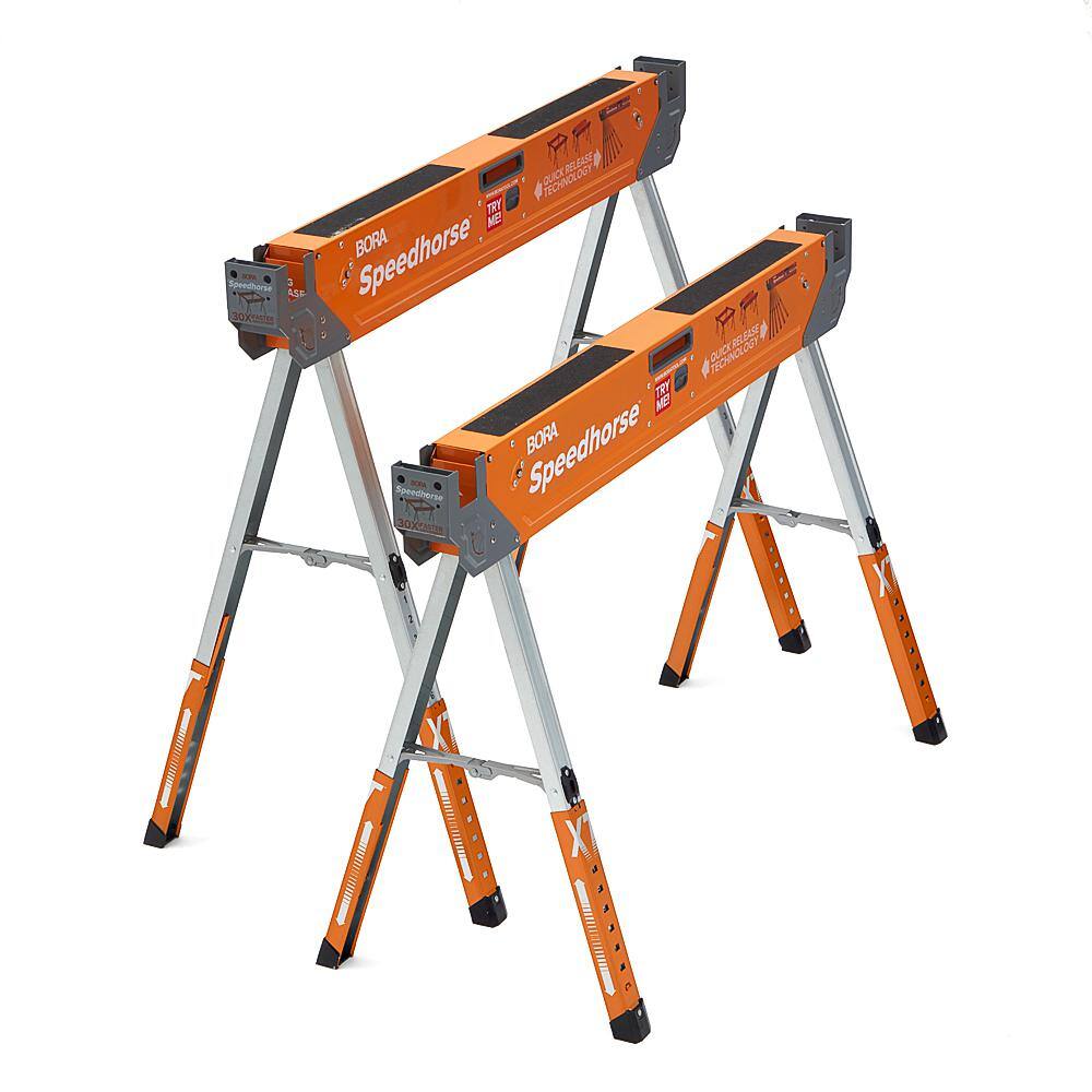 BORA PM-4550T 30 in. to 36 in. Steel Speed Horse XT Adjustable Height Sawhorse with Auto Release Legs (2-Pack)