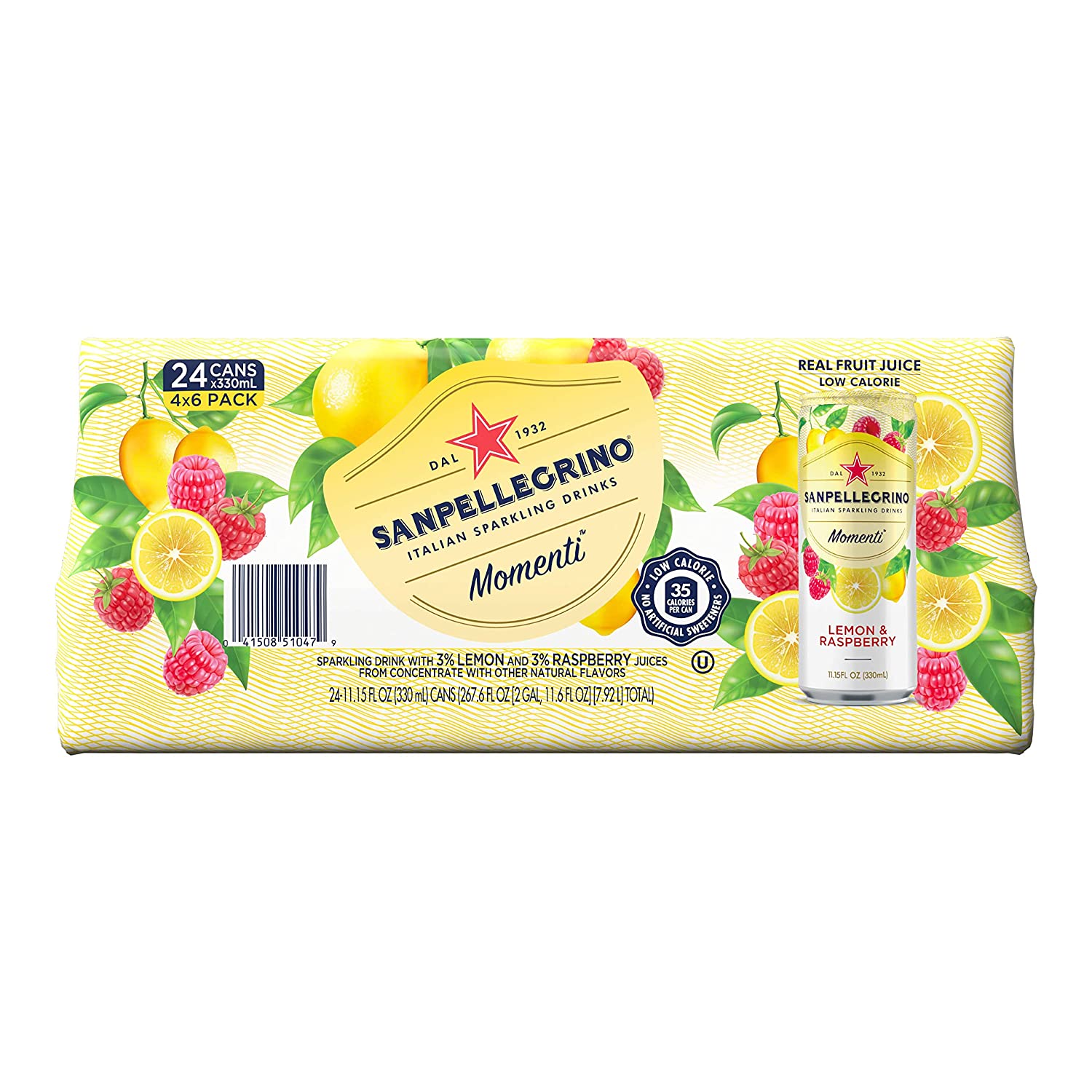 San Pellegrino Momenti Lemon Red Raspberry 11.15 fl oz. Cans (24 Count)