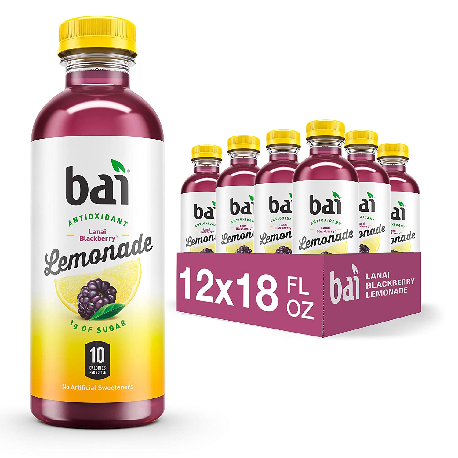 Bai Flavored Water. Lanai Blackberry Lemonade. Antioxidant Infused Drinks.12 Count