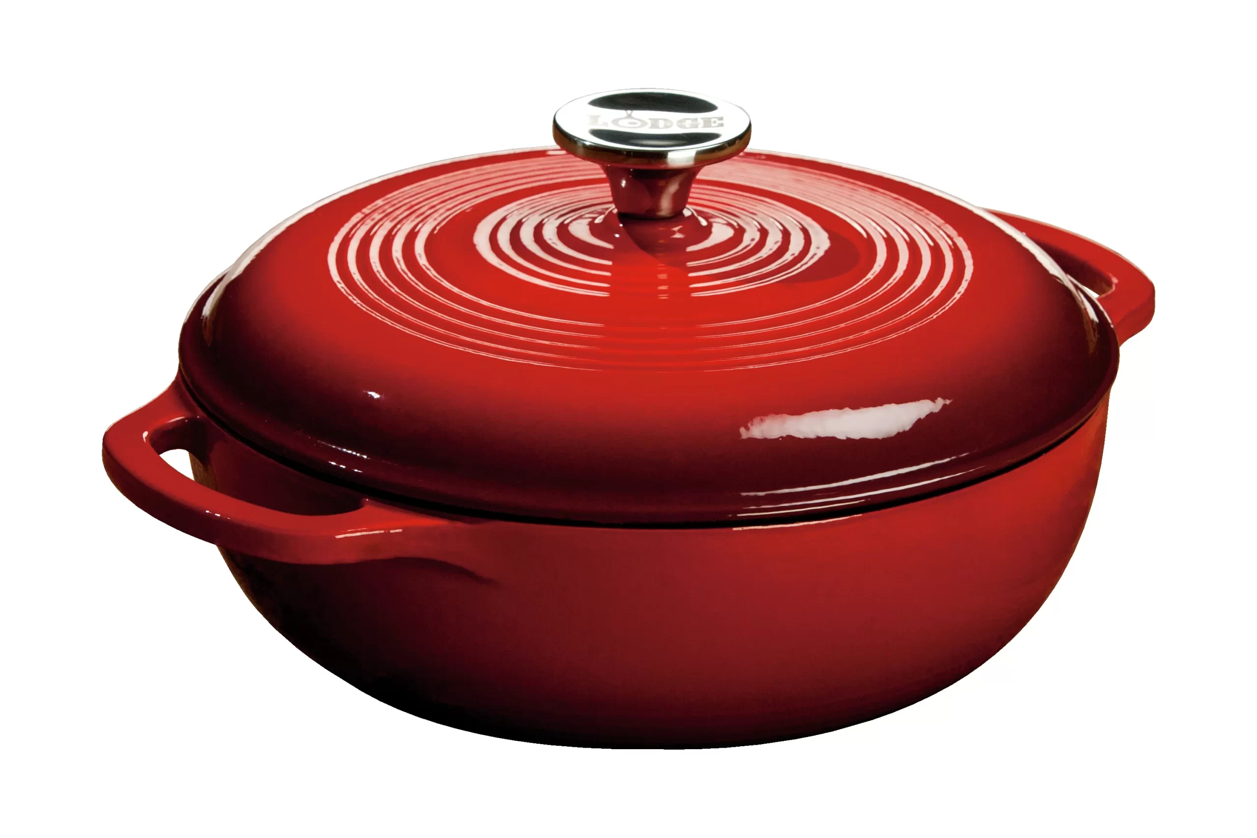 Lodge EC3D43 Enameled Cast Iron Dutch Oven. 3-Quart. Island Spice Red