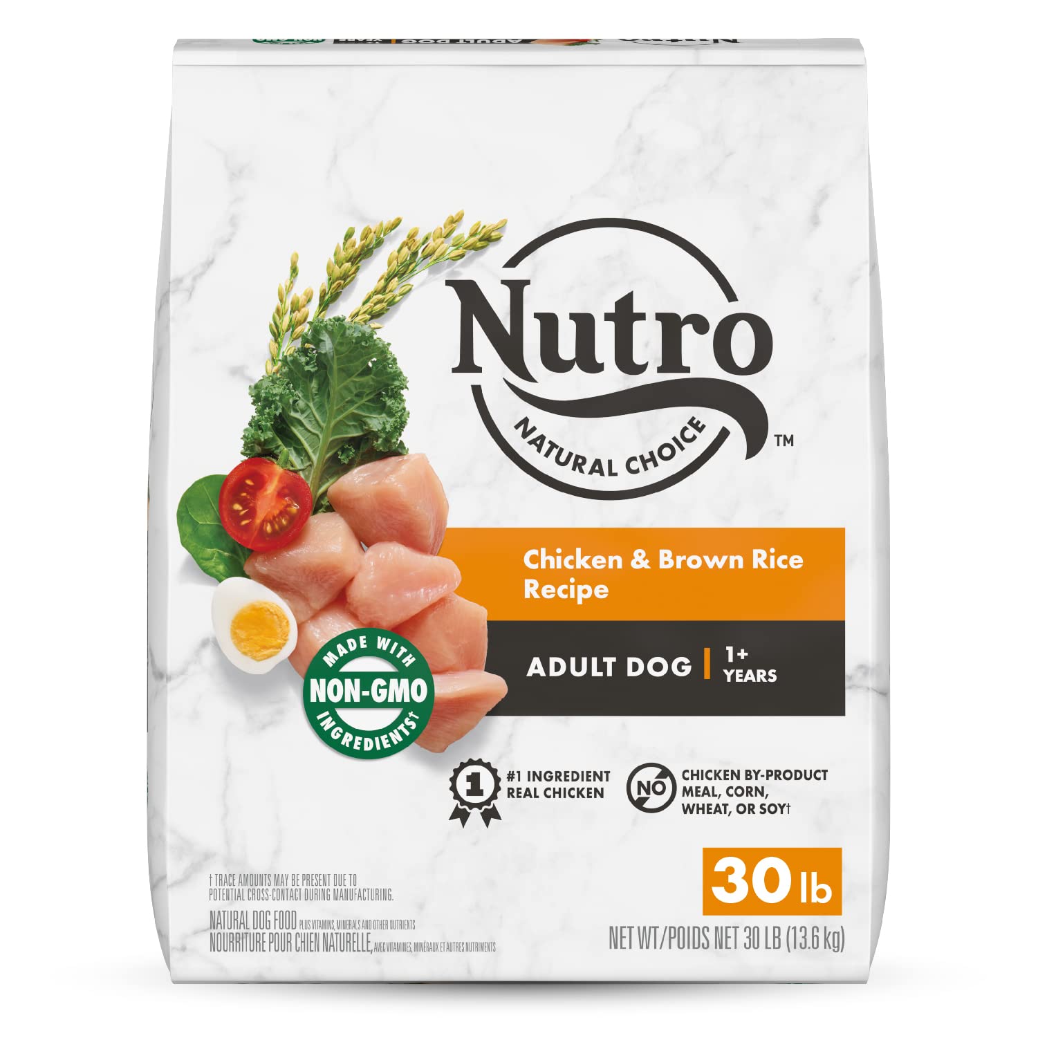 NUTRO NATURAL CHOICE Adult Dry Dog Food. Chicken & Brown Rice Recipe Dog Kibble. 30 lb. Bag