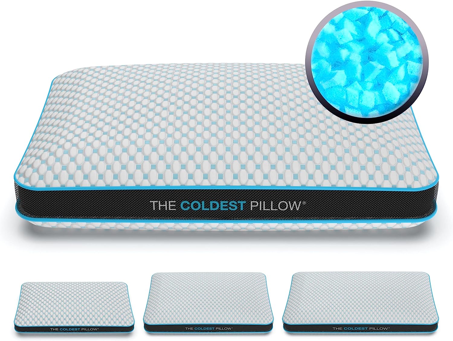 The Coldest Pillow - Adjustable Fill. Washable Cover. and Best for Breathable Cool Sleep Relief While Sleeping -Premium (King)
