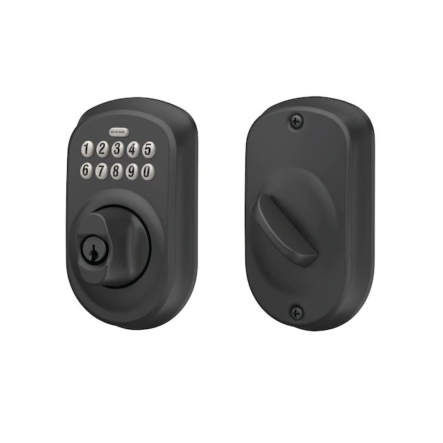 Schlage  Plymouth Matte Black Single Cylinder Electronic Deadbolt Lighted Keypad