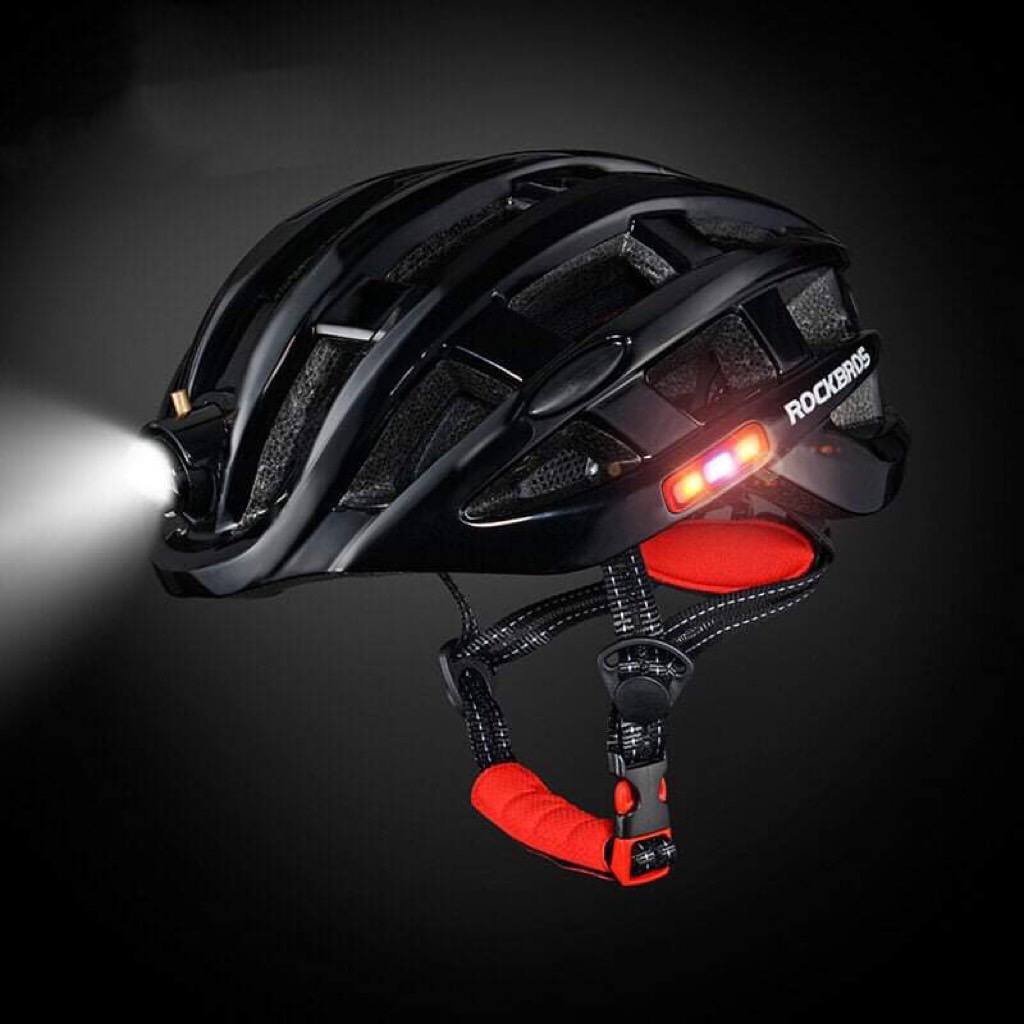 ROCKBROS Cycling Helmet Bike Helmet With Front Light Taillight and Side lights( 57-62cm Universial adjustment. 24 Vents. USB. Waterproof)