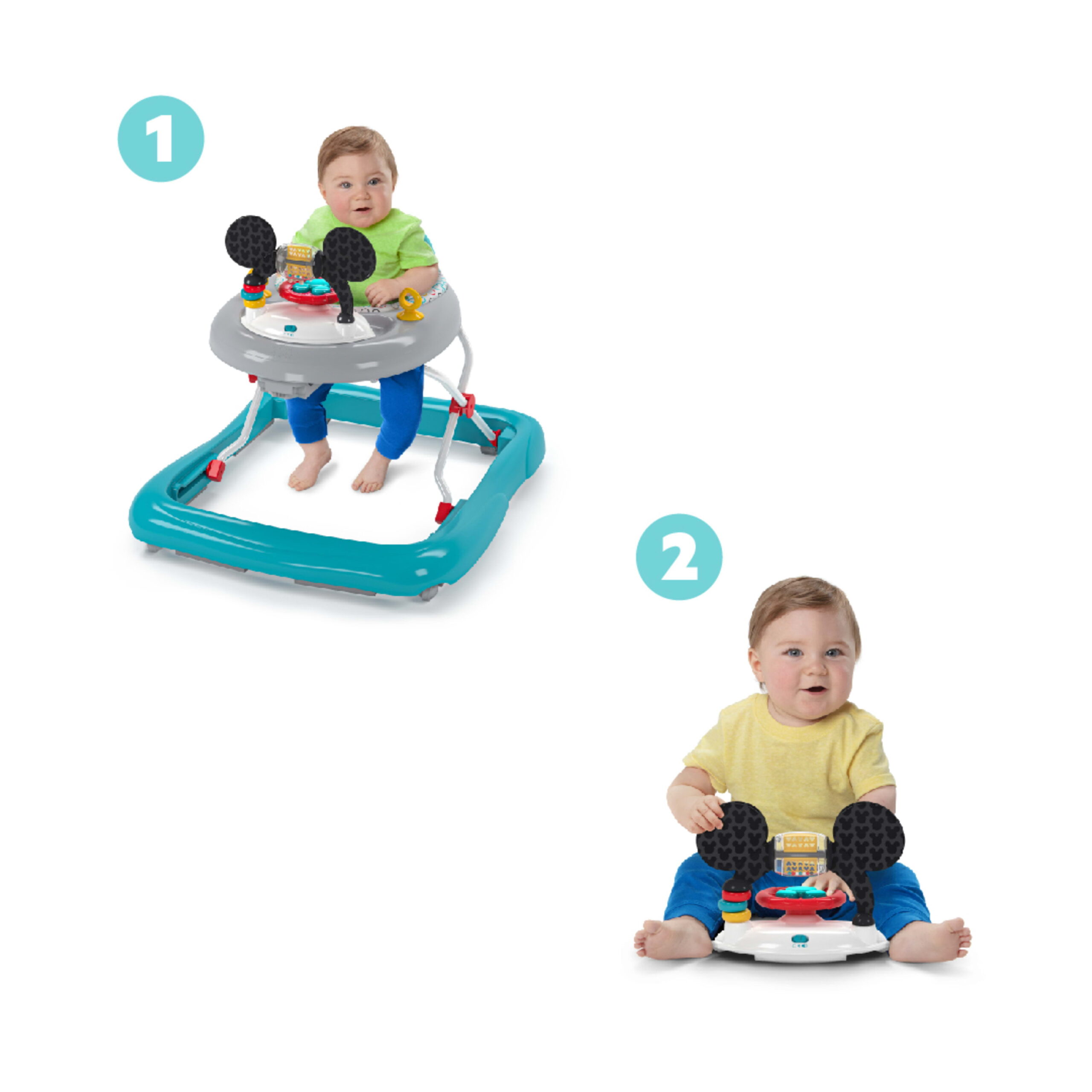 Disney Baby Mickey Mouse Original Bestie 2-in-1 Infant Activity Walker. Easy Fold Frame. Blue. Unisex