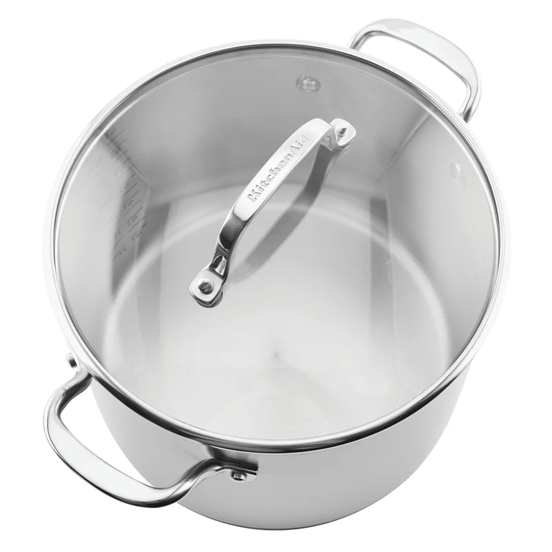 KitchenAid 71003 3-Ply Base Brushed Stainless Steel Stock Pot/Stockpot with Lid. 8 Quart
