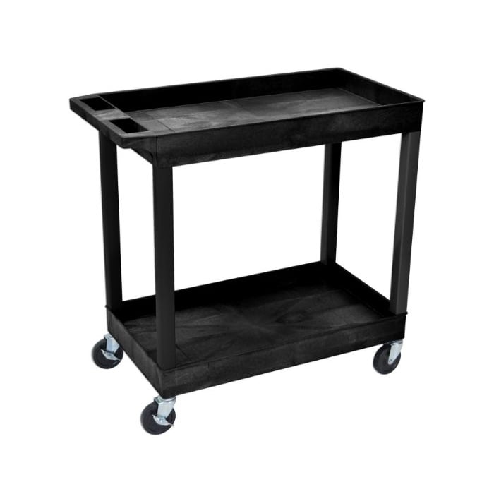 Luxor EC11-B 32″ x 18″ 2-Tub Shelf Black Utility Cart