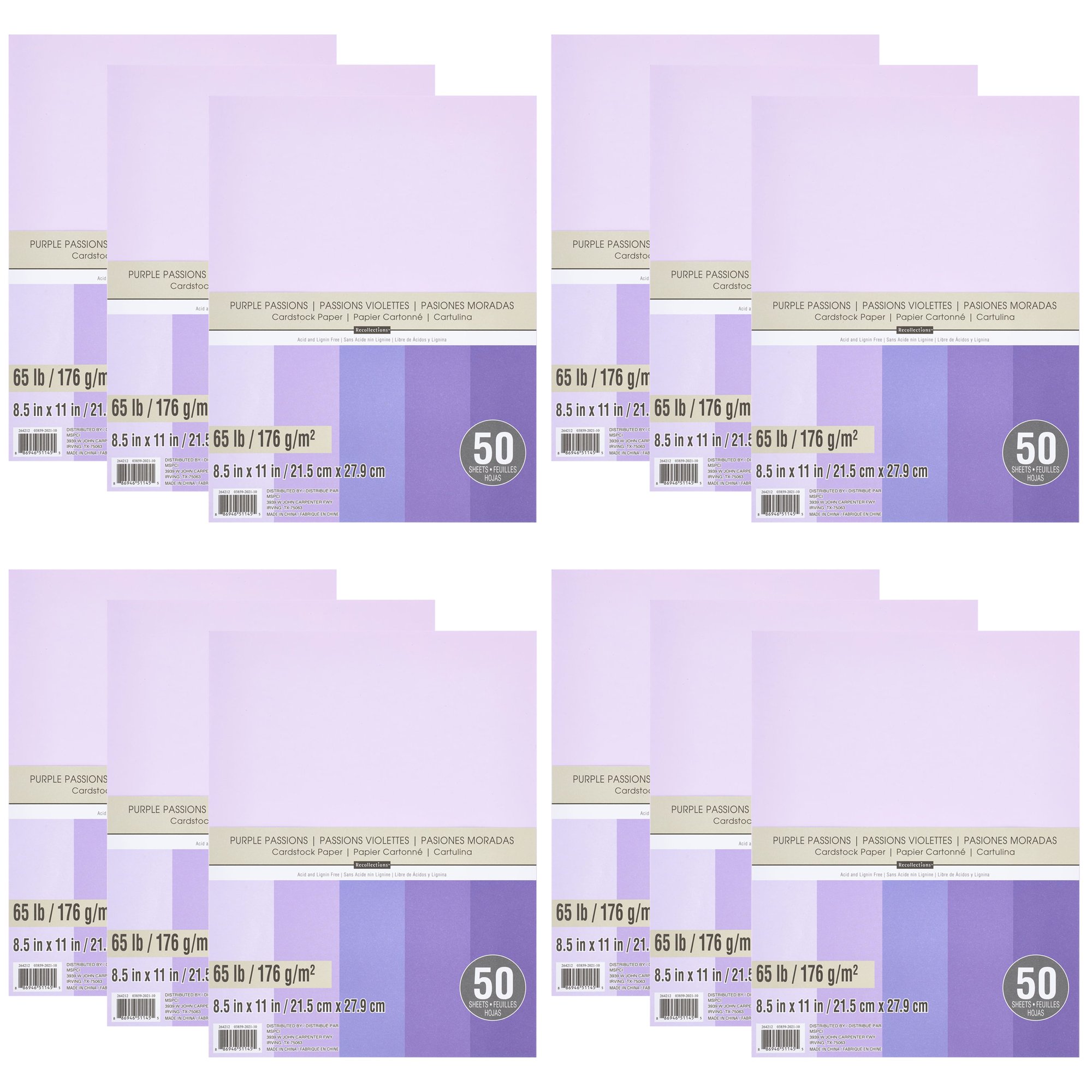 Recollections 12 Packs: 50 ct. (600 total) Purple Passion 8.5″ x 11″ Cardstock Paper