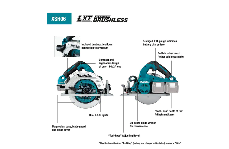Makita XSH06PT 18-Volt X2 LXT Lithium-Ion (36-Volt) Brushless Cordless 7-1/4 in. Circular Saw Kit 5.0Ah
