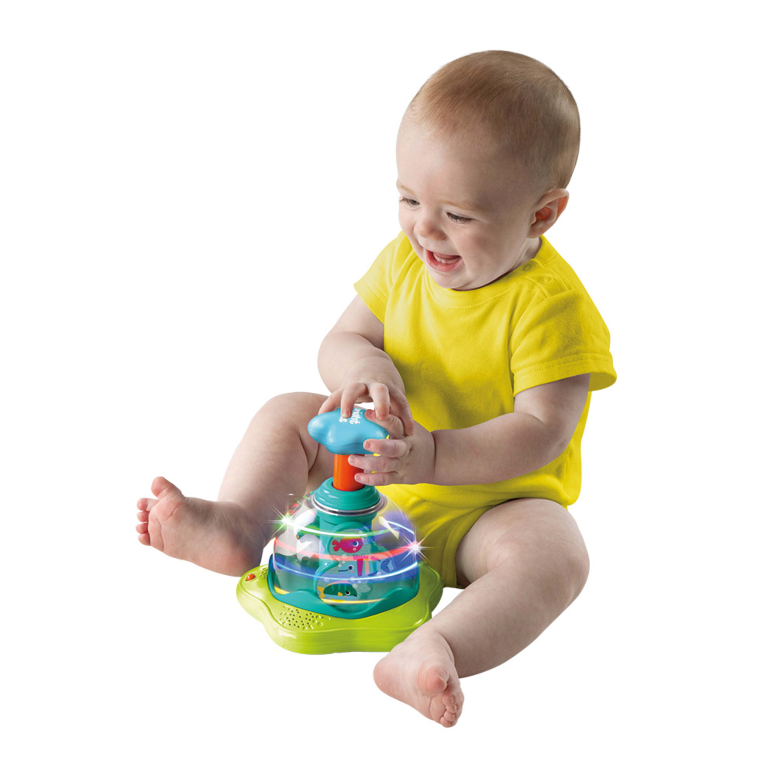 Bright Starts Press & Glow Spinner Baby Toy with Lights and Sounds. Unisex. Ages 6 months +