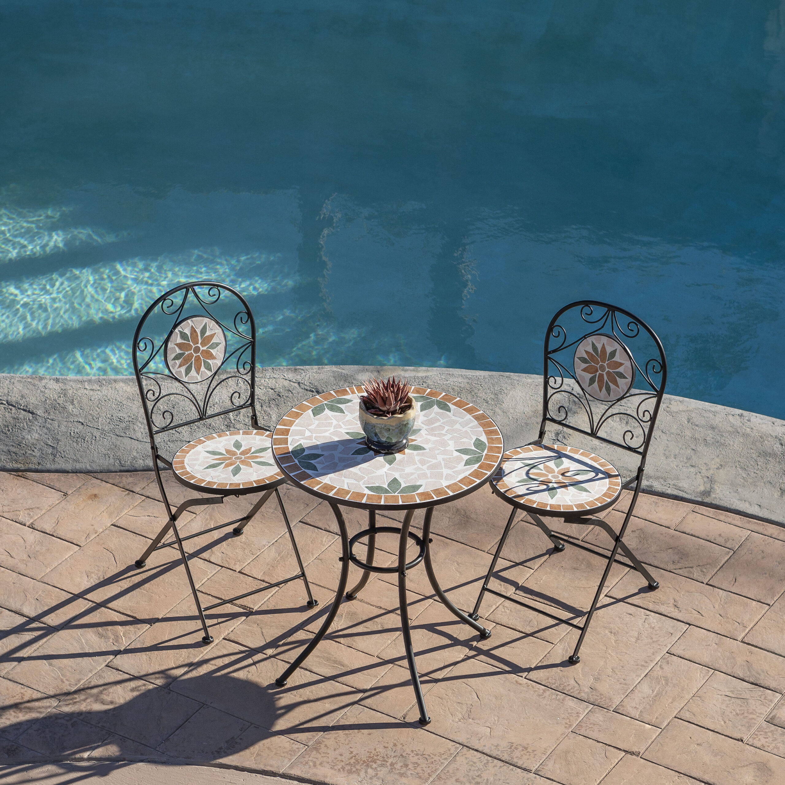 Alpine Corporation 3-Piece Tan Bistro Patio Set