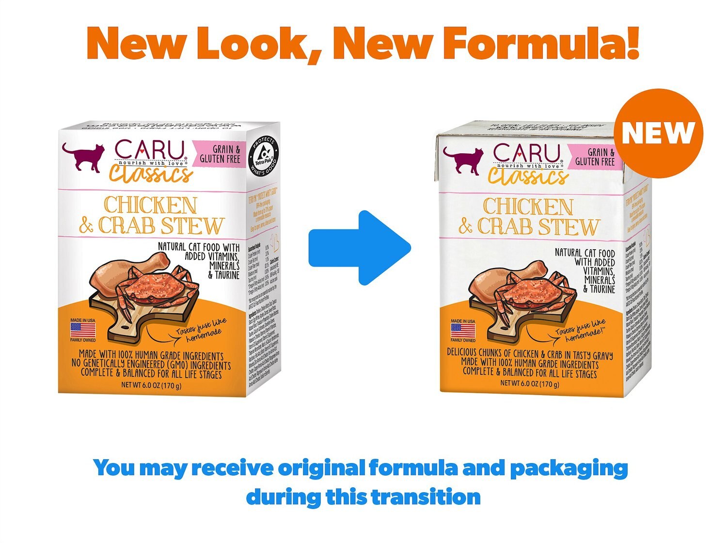 Caru Classic Chicken & Crab Stew Grain-Free Wet Cat Food. 6-oz. case of 12