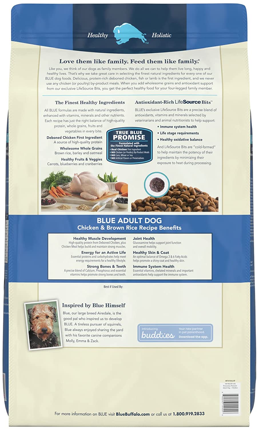 Blue Buffalo Life Protection Formula Natural Adult Dry Dog Food. Chicken and Brown Rice 34-lb