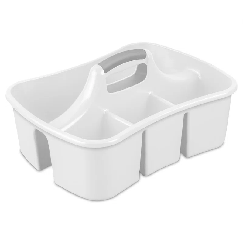 Sterilite Divided Storage Ultra Caddy with 4 Compartments and Handles in White (6-Pack)