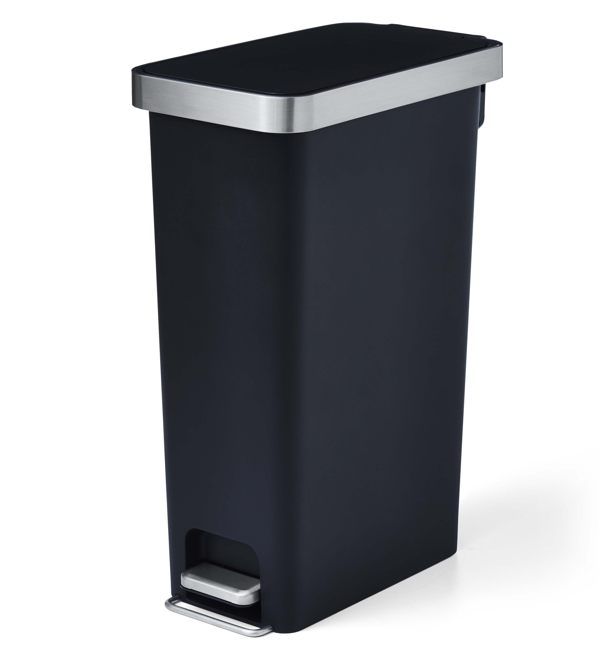 Better Homes & Gardens 10.5 Gallon Trash Can. Plastic Slim Step On Kitchen Trash Can. Black