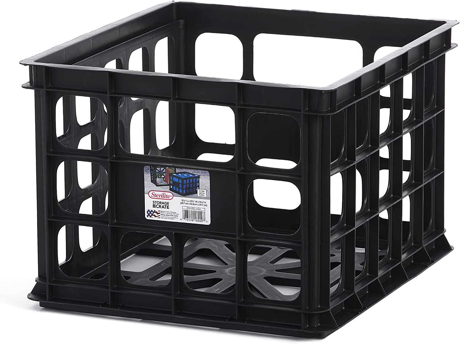 Sterilite 16929006 Plastic Storage Box Crate. Black (12 Pack)