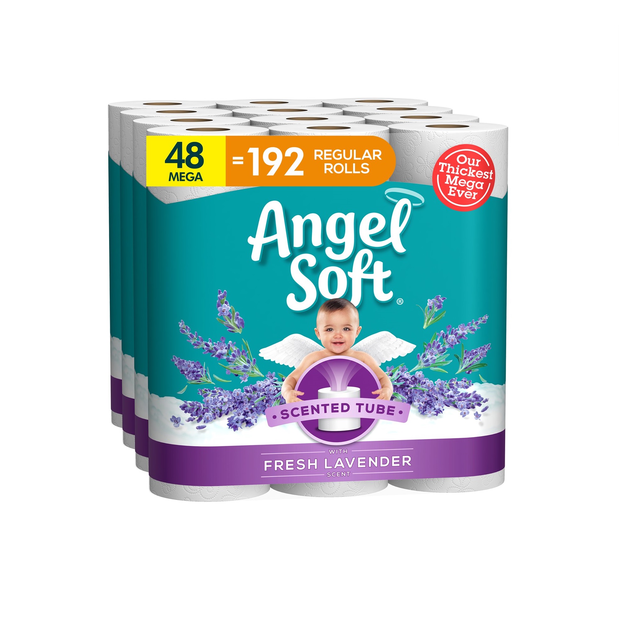 Angel Soft Toilet Paper with Fresh Lavender Scented Tube. 48 Mega Rolls