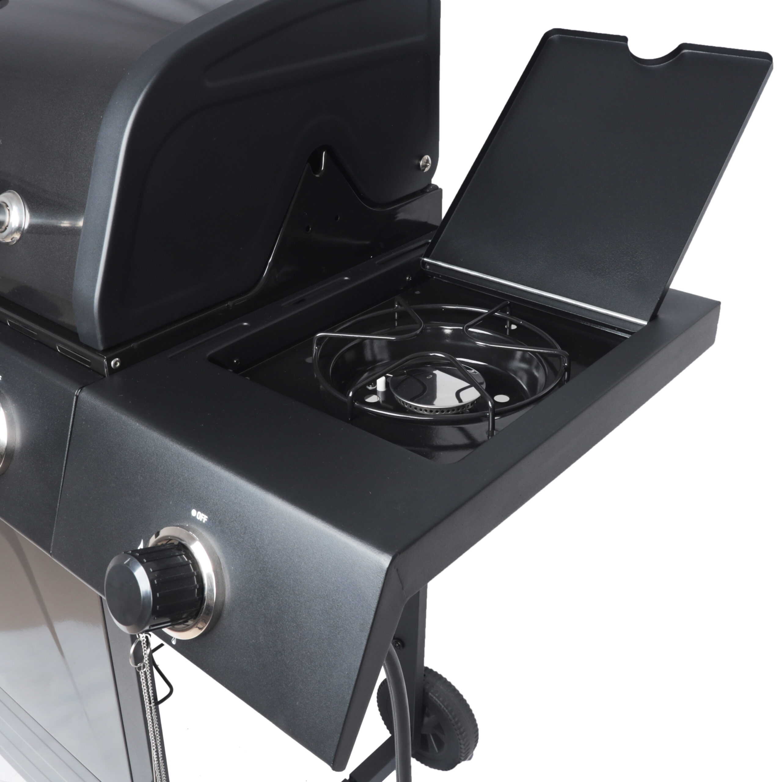 RevoAce 4-Burner Propane  Gas Grill with Side Burner. Stainless Steel & Black