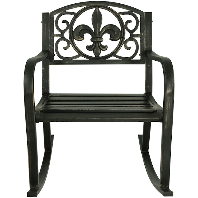 Sunnydaze Decor YUK-010 Black Metal Frame Rocking Chair(s) with Slat Seat