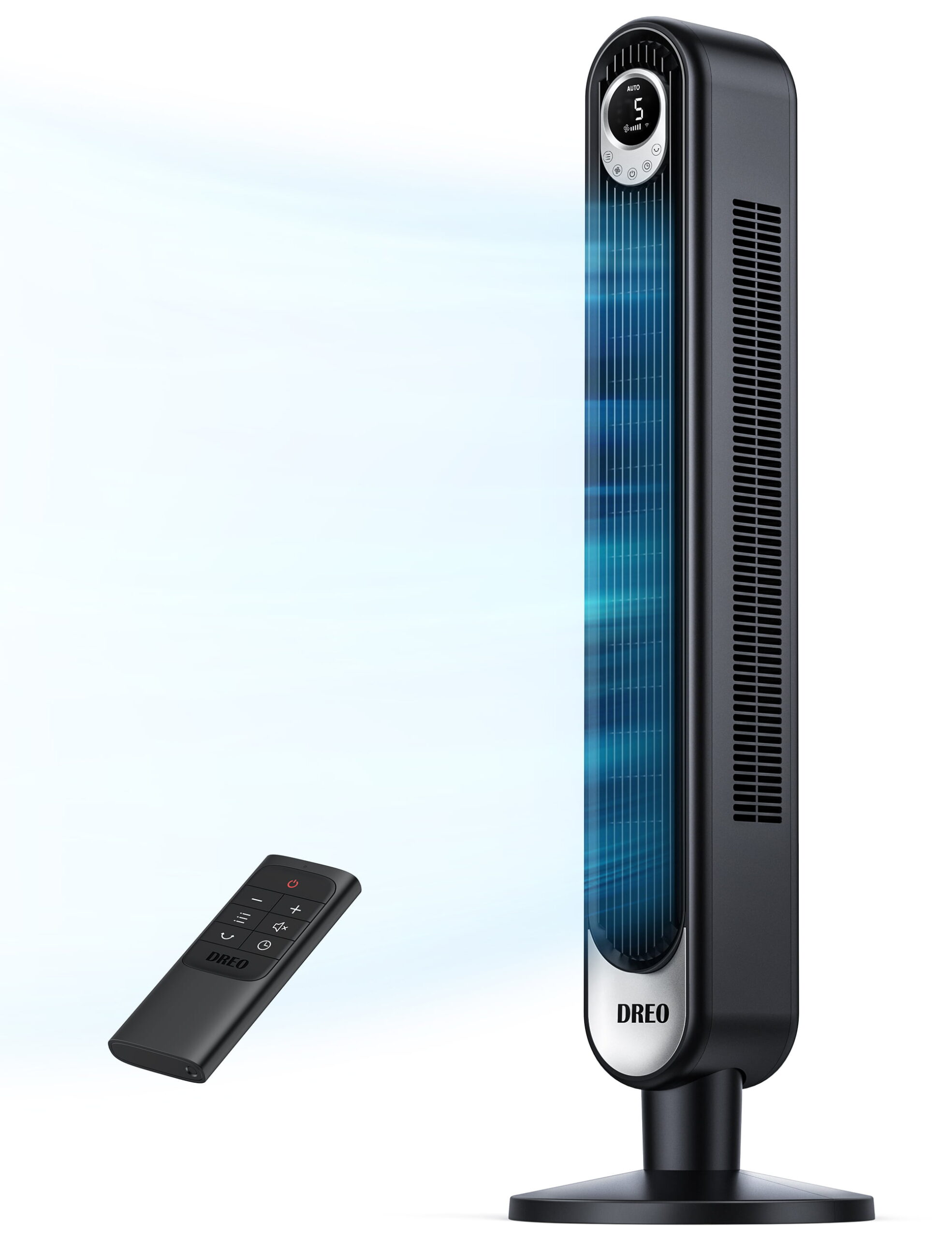 Dreo Tower Fan 42 inch. Cruiser Pro T1 Quiet Oscillating Bladeless Fan with Remote. 6 Speeds. 4 Modes. LED Display. 12H Timer. Black Floor Standing Fan Powerful for Indoor Home Bedroom Office Room