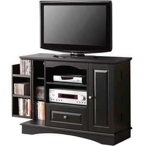 Walker Edison Traditional Tall 42 in. Black TV Stand 48 in. with Doors
