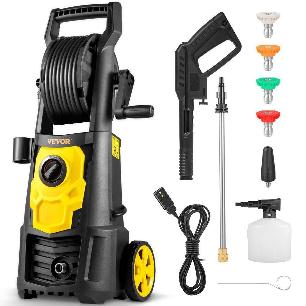 VEVOR DDG176GPM110VE5SAV1 Electric Pressure Washer 2000 PSI Max. 1.76 GPM Power Washer with 30 ft. Hose & Reel. 5 Quick Connect Nozzles.ETL Listed