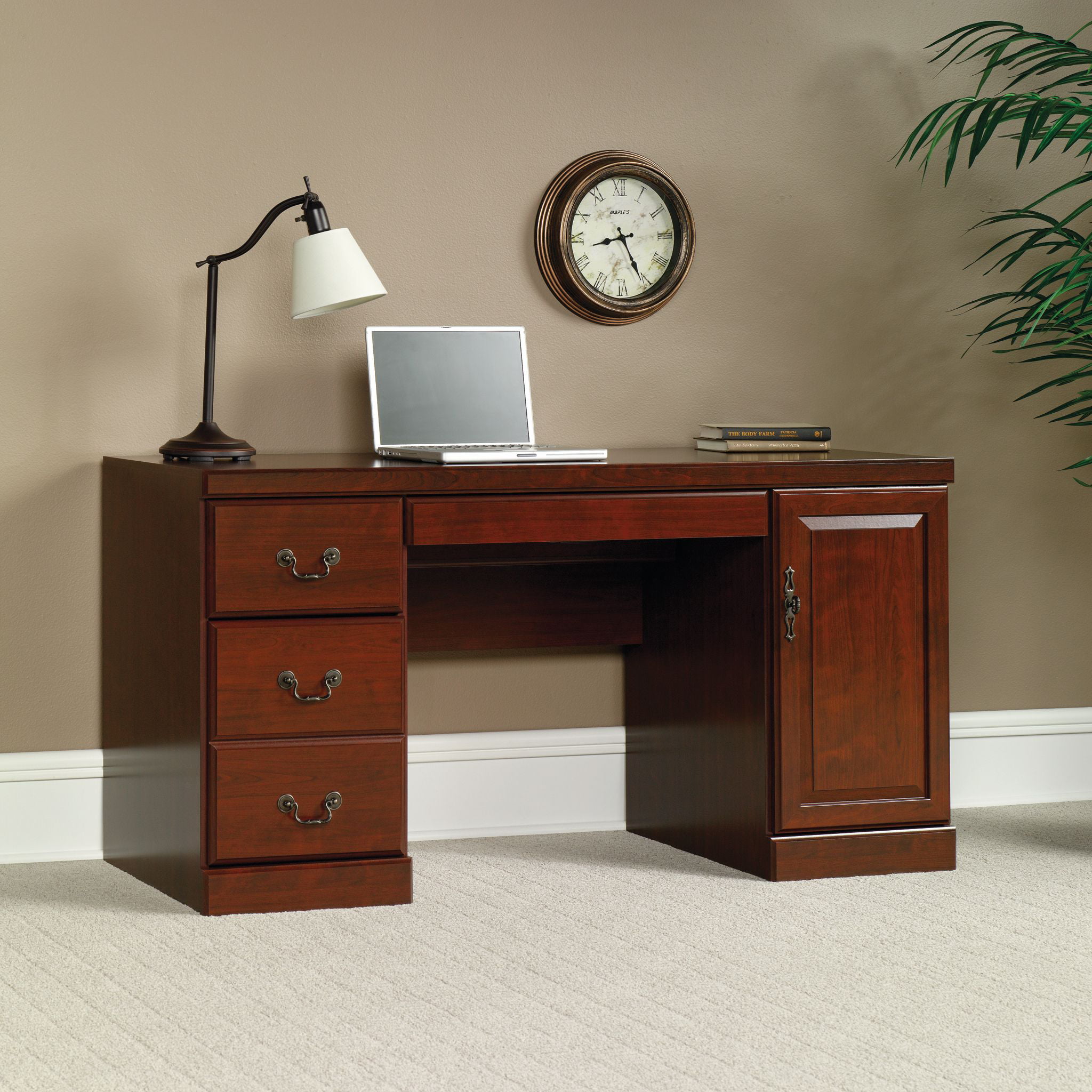 Sauder Heritage Hill Computer Credenza Desk. Classic Cherry Finish