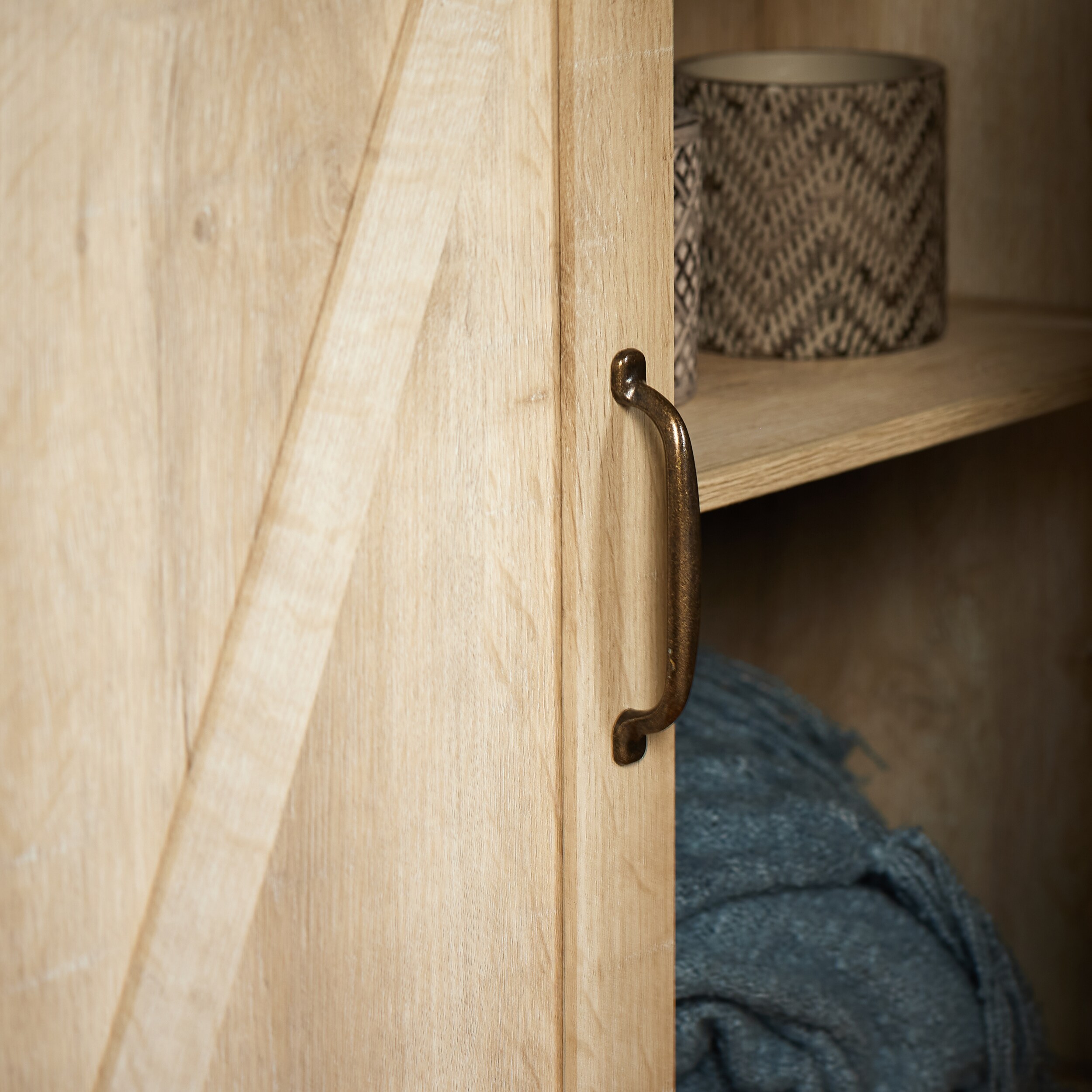 Walker Edison 30-in W x 33-in H Wood Composite White Oak Freestanding Utility Storage Cabinet