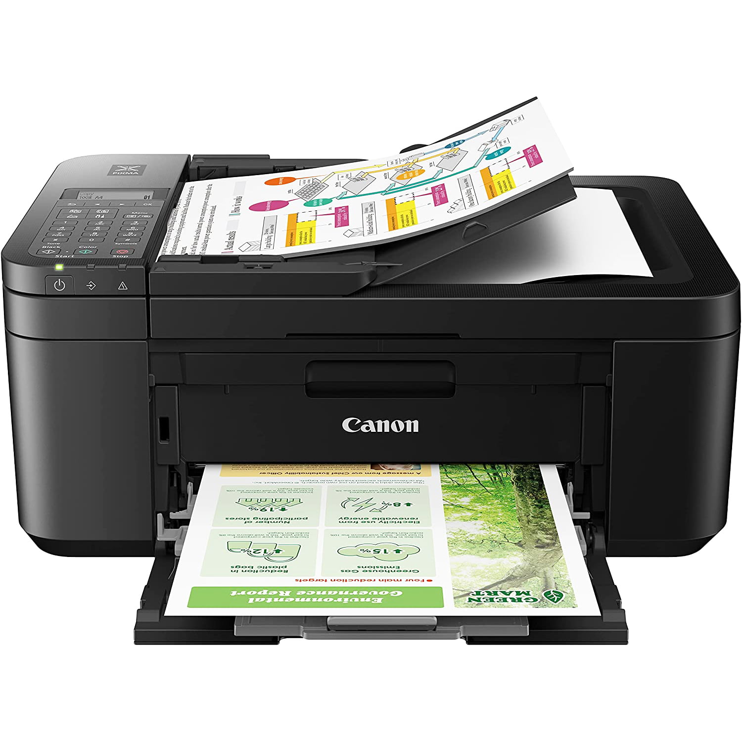 Canon PIXMA TR4720 All-in-One Wireless Printer with Auto Document Feeder. Mobile Printing. Copy. Fax and Scanner Black 5074C002 Bundle with DGE USB Connection Cable + Small Business Software Kit