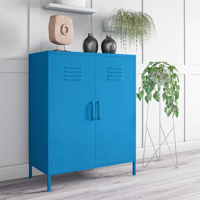 Ameriwood Home  Cache 43.43-in W x 39.96-in H x 15.75-in D Steel Full Storage Lockers. Blue Cabinet