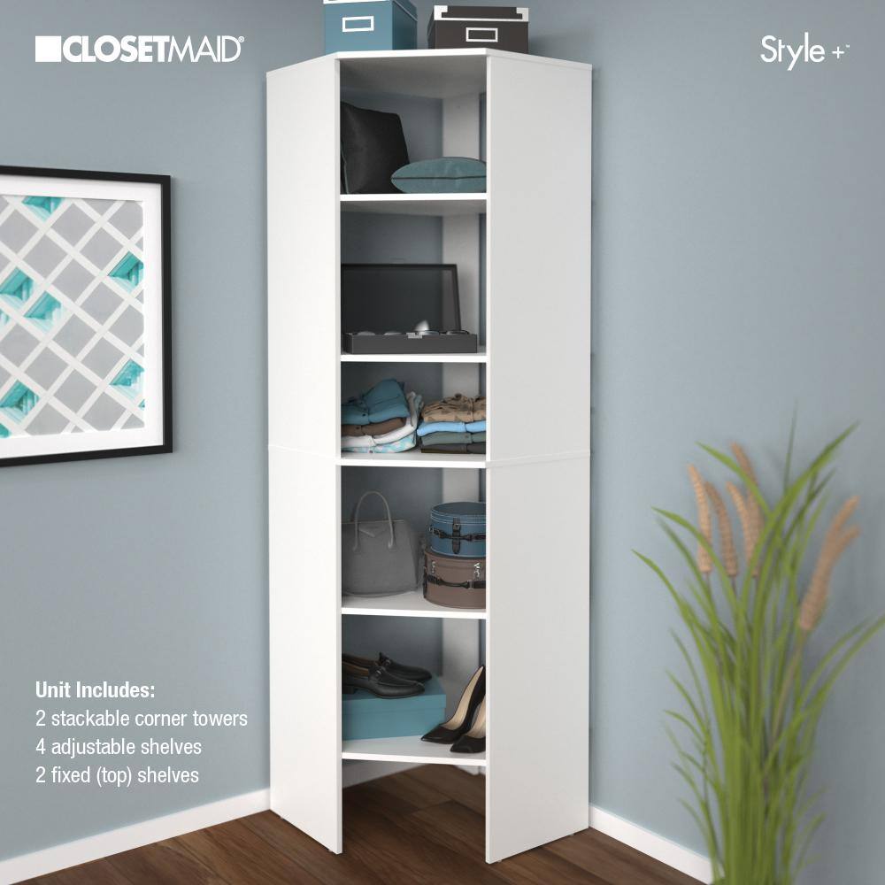 ClosetMaid 1711 Style+ 25 in. W White Corner Wood Closet Tower