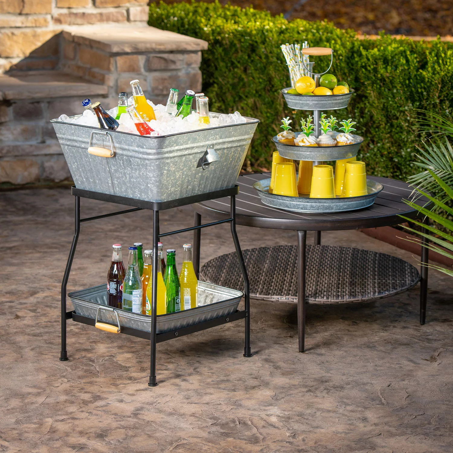 Member-s Mark Beverage Tub and Tray with Stand Set