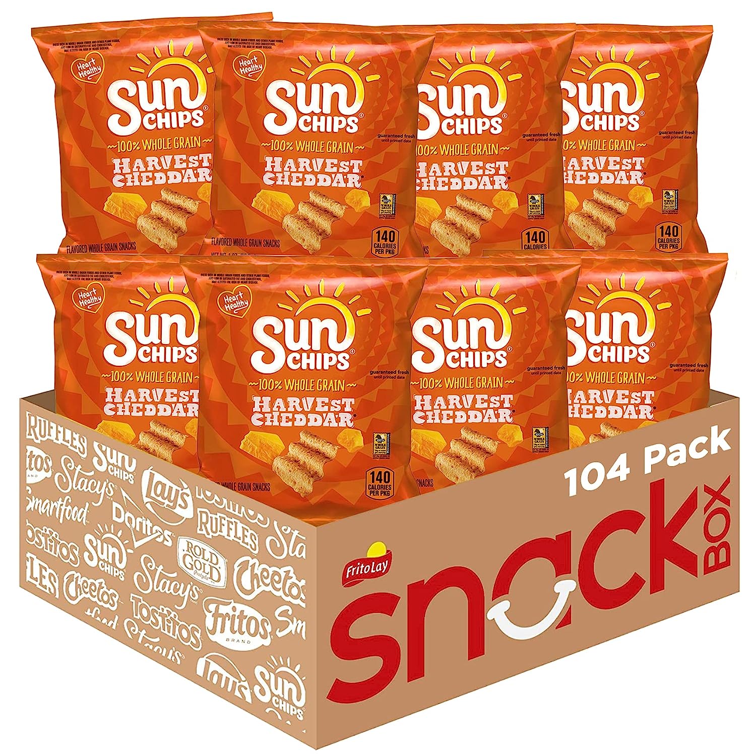 SunChips Harvest Cheddar Flavored Multigrain Snacks. 1 Ounce (Pack of 104)