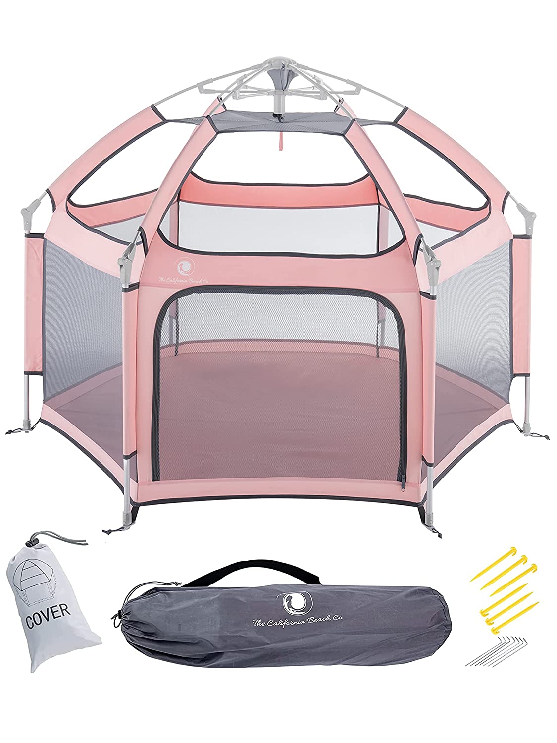 POP ‘N GO Premium Indoor and Outdoor Baby Playpen - Portable. Lightweight. Pop Up Pack and Play Toddler Play Yard w/Canopy and Travel Bag - Pink