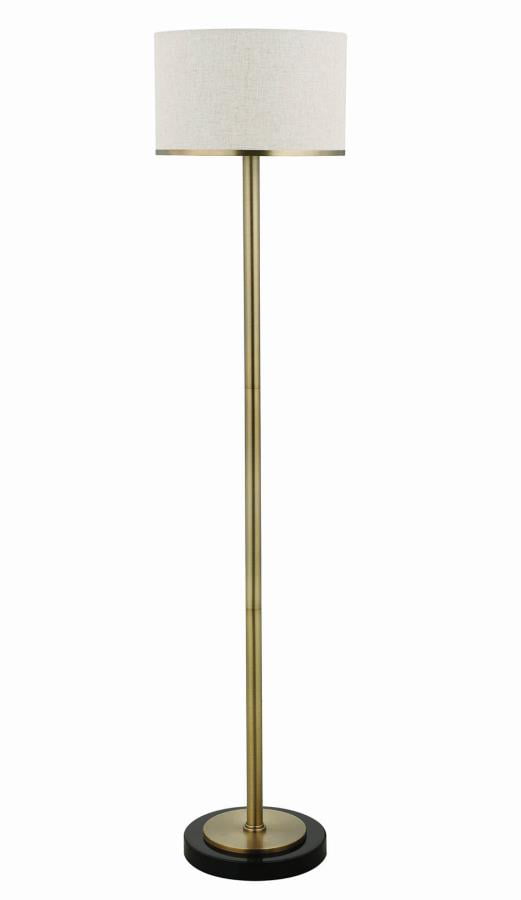 Drum Shade Floor Lamp Beige and Brass