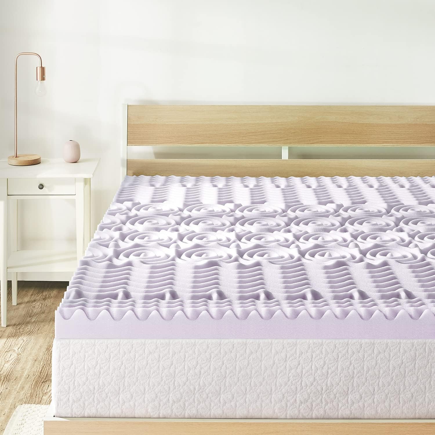 Mellow 3 Inch 5-Zone Memory Foam Mattress Topper. Soothing Lavender Infusion. King