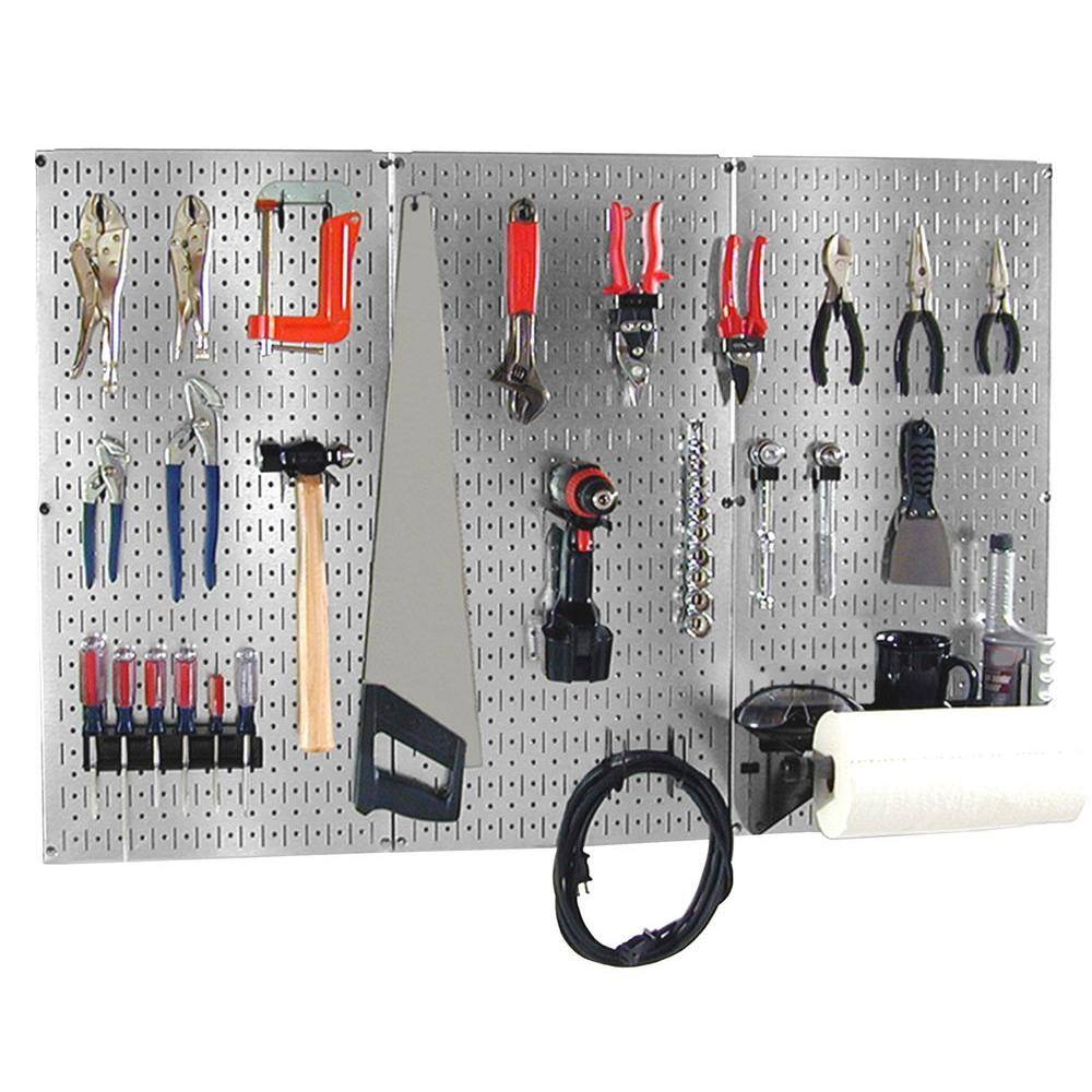 Wall Control 30BAS300GVB 32 in. x 48 in. Shiny Metallic Galvanized Steel Pegboard