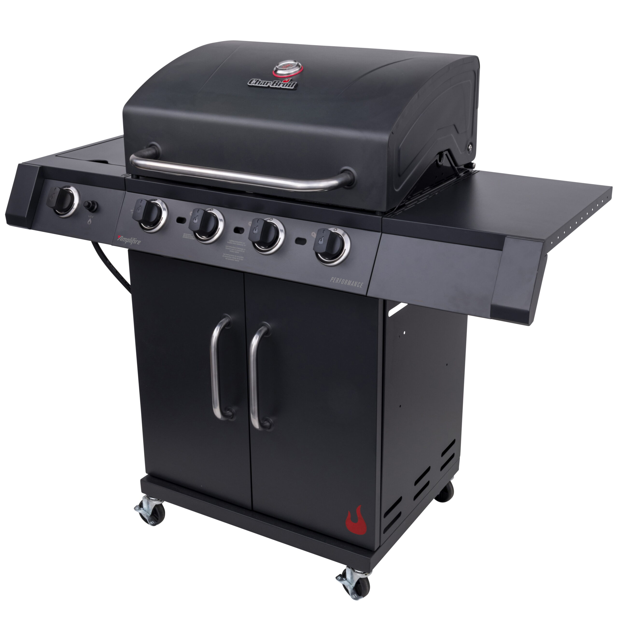 Char-Broil Performance Series Infrared 4-Burner Propane Gas Grill Cabinet with Side Burner. Black