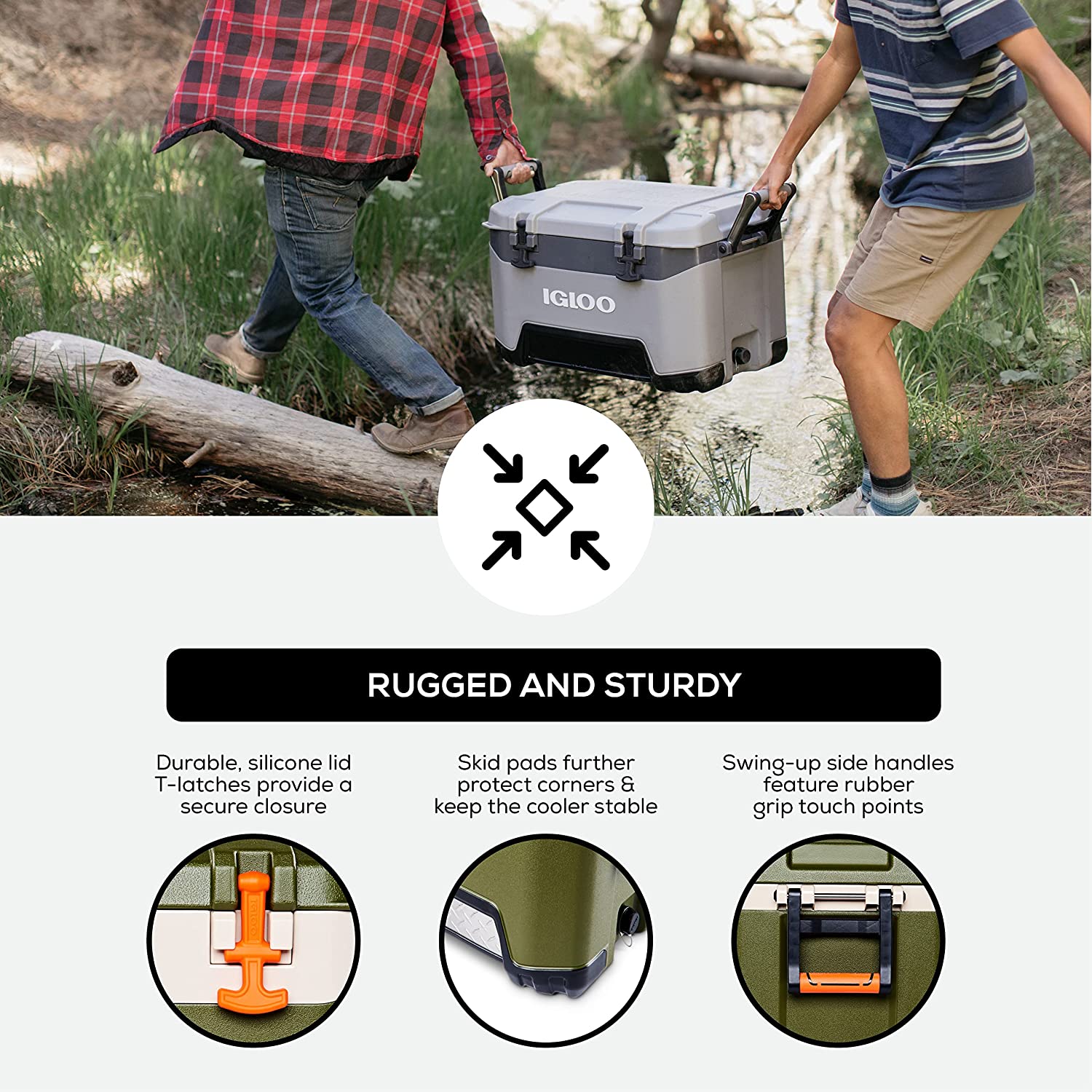 Igloo BMX 52 Quart Cooler with Cool Riser Technology. Green/Orange