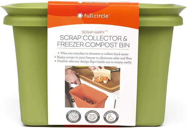 Full Circle Scrap Happy Food Scrap Collector and Freezer Compost Bin. Green