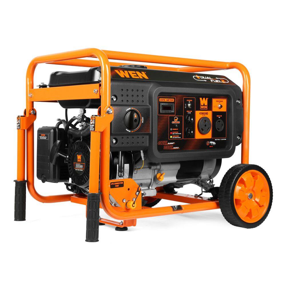 WEN DF430X 4375-Watt Dual Fuel Portable Generator with Wheel Kit and CO Shutdown Sensor