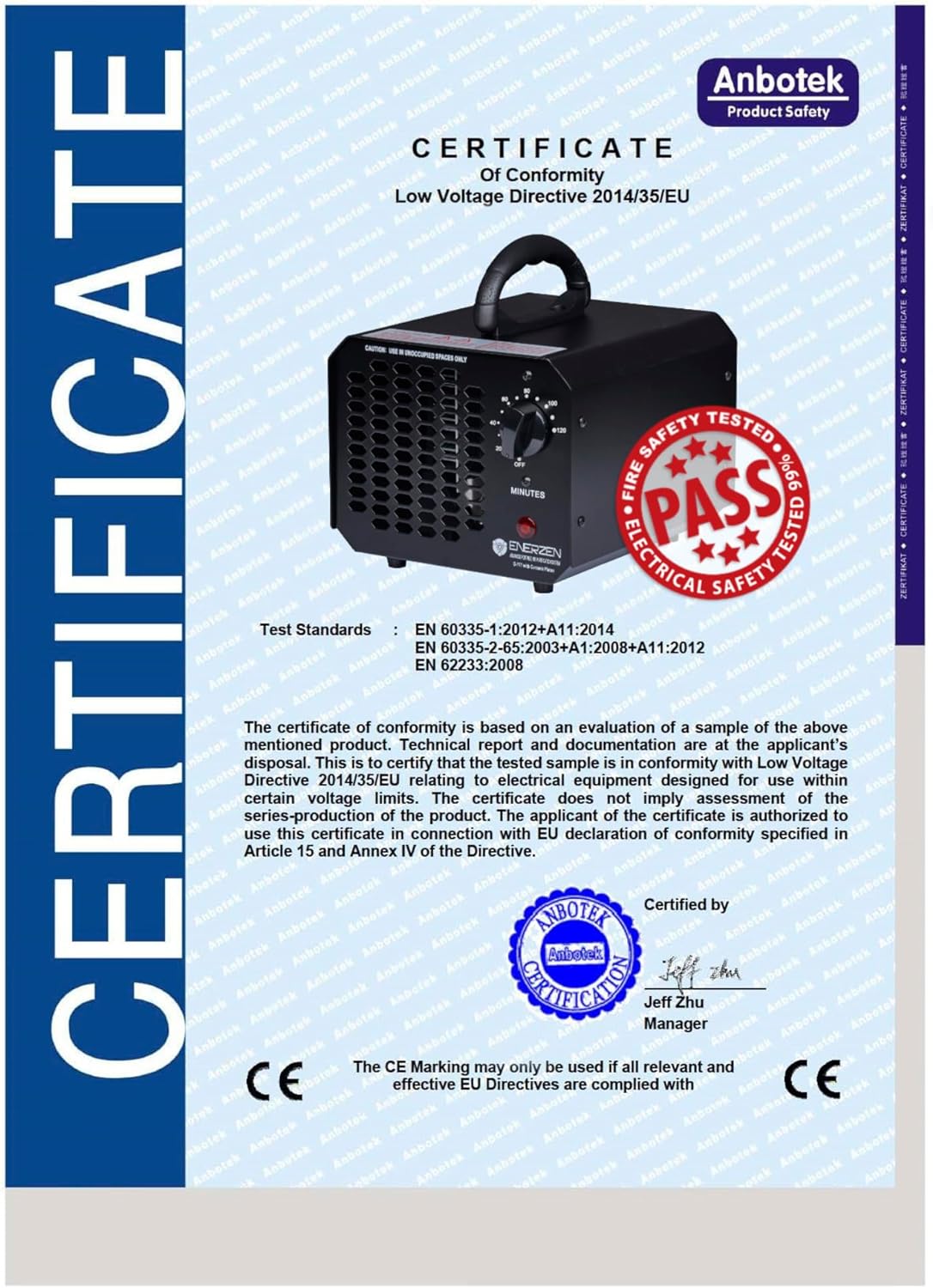 Enerzen Ozone Generator 11.000mg Industrial O3 Air Purifier Deodorizer (11.000mg - Black)