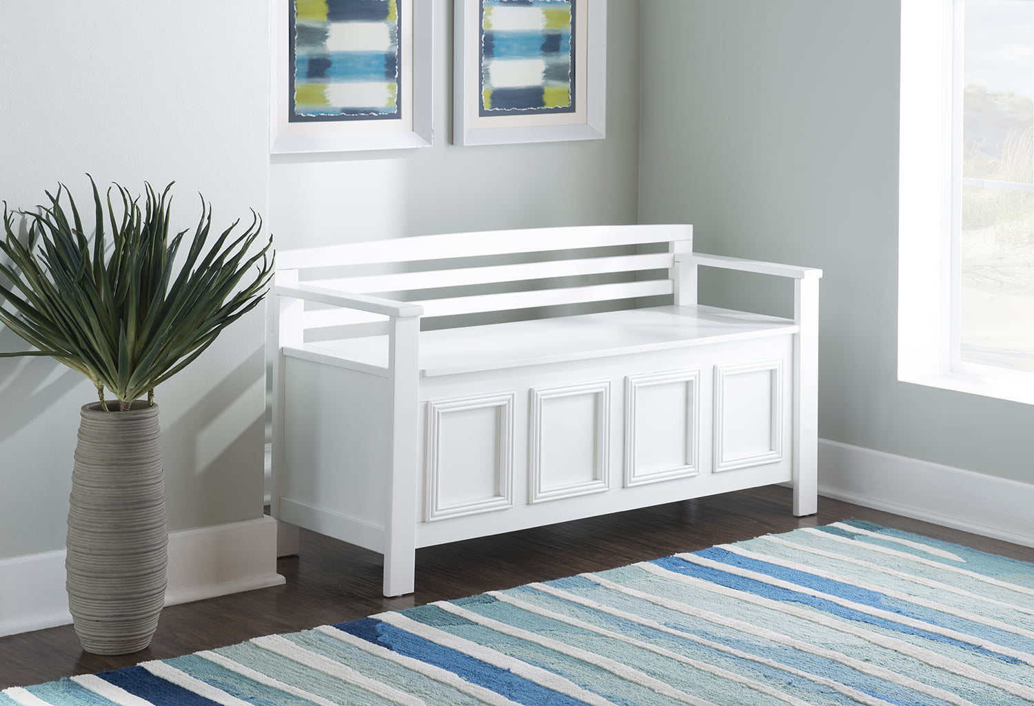 Linon Laredo Storage Bench. White
