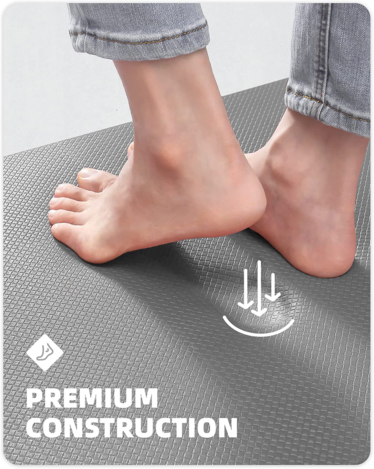 Color&Geometry Kitchen Rugs. Kitchen Runner Rug Kitchen Floor Mat. Cushioned Anti-Fatigue Kitchen Mat. Non Skid Waterproof Comfort Standing Kitchen Rugs and Mats. 17″x79″. Grey